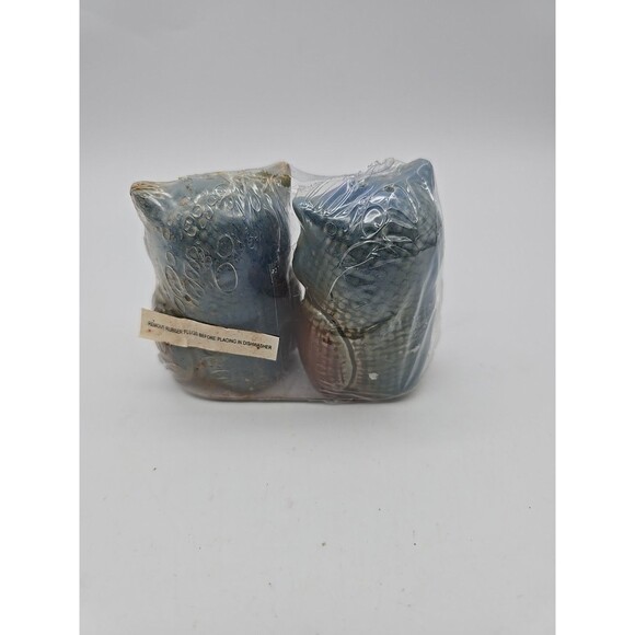 Set of Vintage Cute Owl Salt and Pepper Shakers 3" Tall Ceramic Earth Tones NEW - Picture 3 of 8